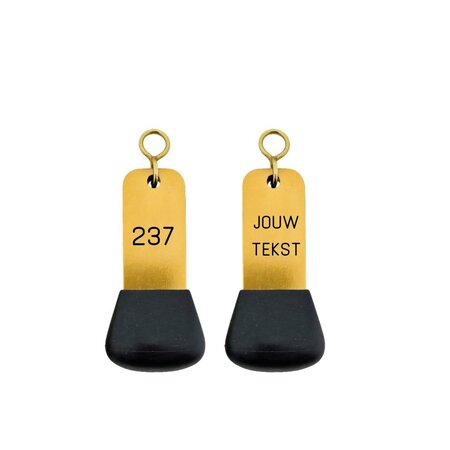 Vernet aluminium hotel sleutelhanger goud met zwarte gravering