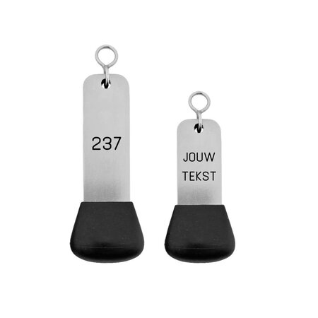 Vernet aluminium hotel sleutelhanger zilver met zwarte gravering