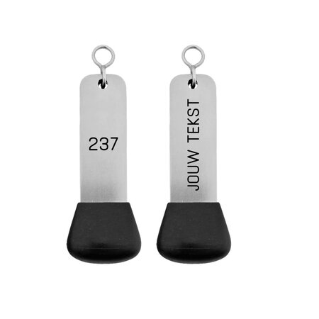 Vernet aluminium hotel sleutelhanger zilver met zwarte gravering