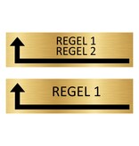 Goud aluminium deurbordje Eigen tekst om de hoek links 165 x 45 mm - per 1 stuk