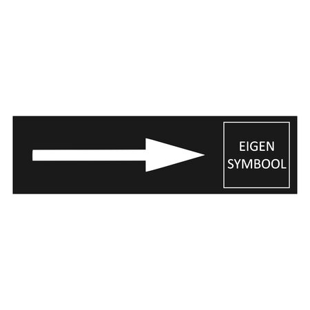 Zwart aluminium deurbordje pijl rechts en symbool 165 x 45 mm - per 1 stuk