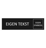 Zwart aluminium deurbordje eigen tekst en symbool 165 x 45 mm - per 1 stuk