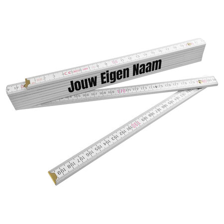Houten duimstok 2 meter met naam - per stuk