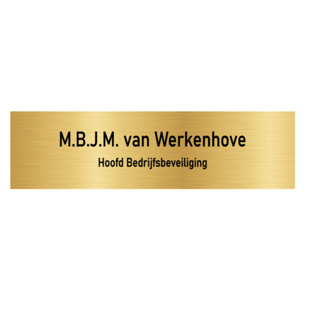 Goud aluminium deurbordje Naam en titel 165 x 45 mm - per 1 stuk