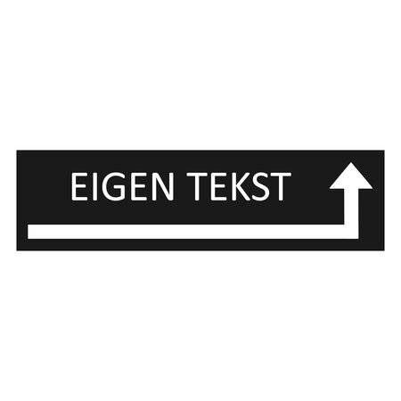 Zwart aluminium deurbordje eigen tekst om de hoek rechts 165 x 45 mm - per 1 stuk