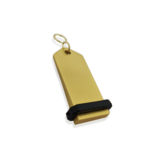 Midi Bumerang aluminium hotel sleutelhanger in goud met zwarte gravering 30x75 mm