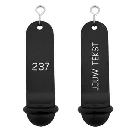 Big Classic aluminium hotel sleutelhanger zwart met gravering