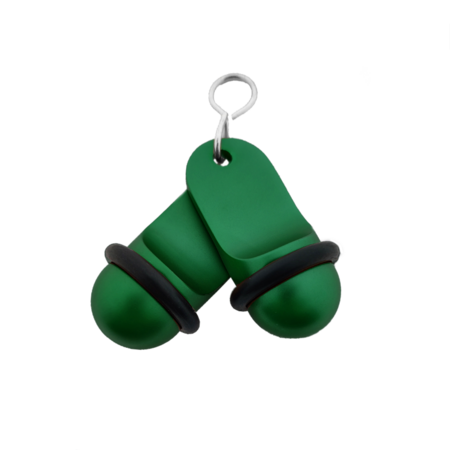 Mini Classic aluminium hotelsleutelhanger in groen met zilveren gravering