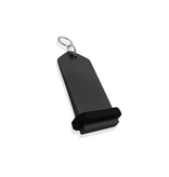 Midi Bumerang aluminium hotel sleutelhanger in zwart met zilveren gravering 30x75 mm