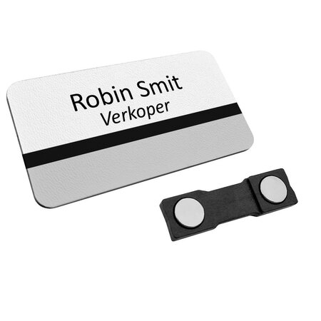 Kunststof naambadge 75x40mm met eigen tekst - per 1 stuk