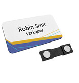 Kunststof naambadge 75x40mm met eigen tekst - per 1 stuk