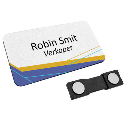 Kunststof naambadge 75x40mm met eigen tekst - per 1 stuk