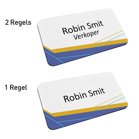 Kunststof naambadge 75x40mm met eigen tekst - per 1 stuk