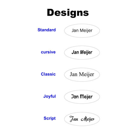 Houten naambadge met tekst gravering 65x25mm ovaal  - per 1 stuk