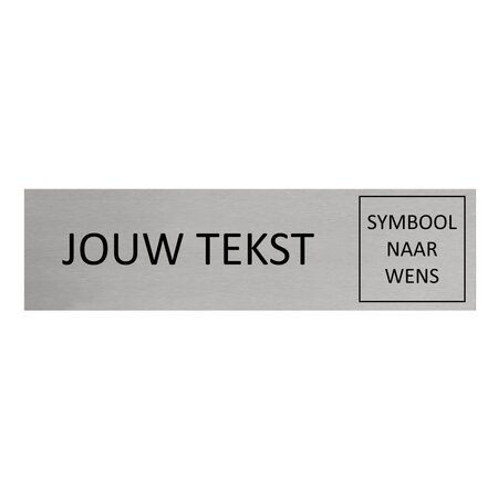 Aluminium deurbordje Eigen tekst en symbool 165 x 45 mm - per 1 stuk
