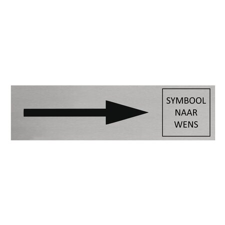 Aluminium deurbordje Pijl rechts en symbool 165 x 45 mm - per 1 stuk