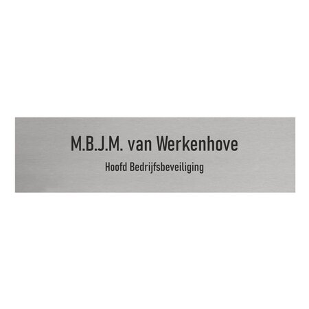 Aluminium deurbordje Eigen naam en titel 165 x 45 mm - per 1 stuk