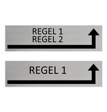 Aluminium deurbordje Eigen tekst om de hoek rechts 165 x 45 mm - per 1 stuk