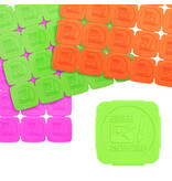 CombiCraft Plastic breekmunten fluorescerend met eigen ontwerp aan één zijde in reliëf - per 1000 stuks