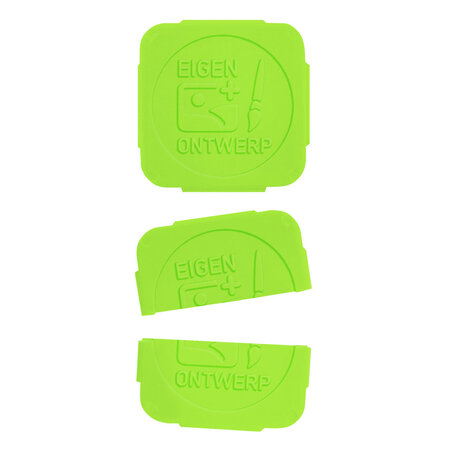 Plastic breekmunten fluorescerend met eigen ontwerp aan één zijde in reliëf - per 1000 stuks