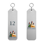 CombiCraft Aluminium hotel sleutelhanger Flores 30 x 100 mm eigen ontwerp - per 1 stuk