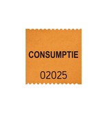 Consumptiebonnen op rol klein 30x30mm met tekst consumptie - per 500 bonnen