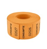 Consumptiebonnen op rol klein 30x30mm met tekst consumptie - per 500 bonnen
