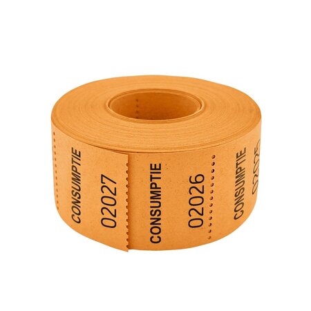 Consumptiebonnen op rol klein 30x30mm met tekst consumptie - per 500 bonnen