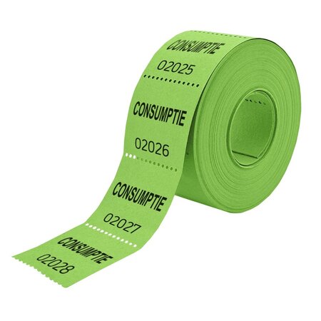 CombiCraft Consumptiebonnen op rol klein 30x30mm met tekst consumptie - per 500 bonnen
