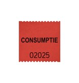 Consumptiebonnen op rol klein 30x30mm met tekst consumptie - per 500 bonnen
