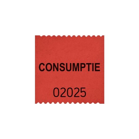 CombiCraft Consumptiebonnen op rol klein 30x30mm met tekst consumptie - per 500 bonnen
