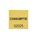 Consumptiebonnen op rol klein 30x30mm met tekst consumptie - per 500 bonnen