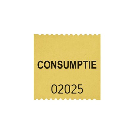 CombiCraft Consumptiebonnen op rol klein 30x30mm met tekst consumptie - per 500 bonnen