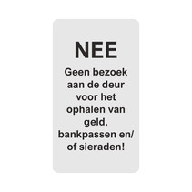 Waarschuwingsbordje oplichting aan de deur - per stuk