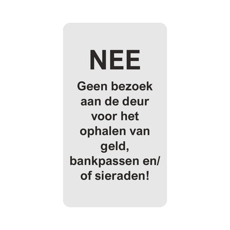 Kunststof waarschuwingsbordje oplichting aan de deur - per stuk