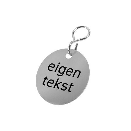 RVS sleutellabel actiemodel Ø30mm met tekst - per 1 stuk
