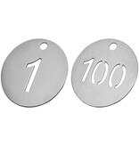 CombiCraft RVS nummerplaatjes Ø30 mm uitgespaard getal - per set