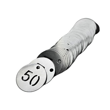 RVS nummerplaatjes Ø30 mm uitgespaard getal - per set