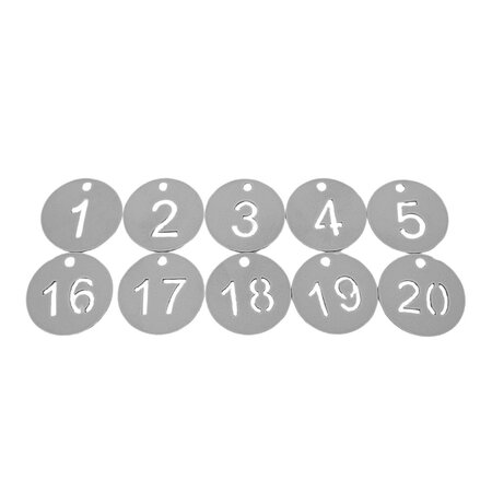 CombiCraft RVS nummerplaatjes Ø30 mm uitgespaard getal - per set