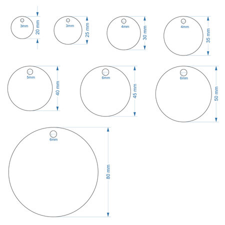 Blanco RVS nummerplaatjes met gat