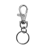 Karabijnhaken met splitring combinatie 16x35mm metaal vernikkeld - per 10 stuks