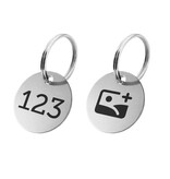 Aluminium sleutellabel met nummer en logo zilverkleurig tweezijdige gravering - per stuk