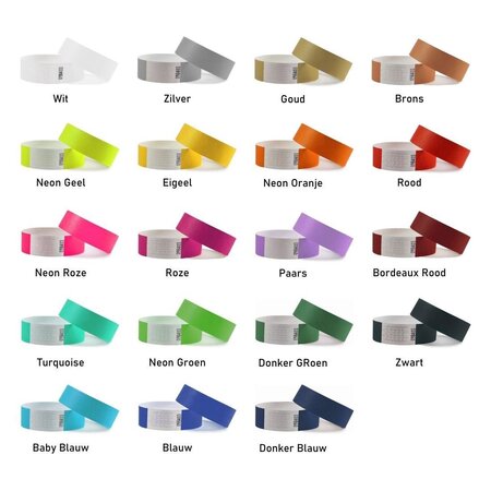 CombiCraft Blanco Tyvek polsbandjes of festivalbandjes - per 100 stuks