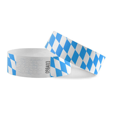 Oktoberfest Tyvek polsbandjes met Beierse ruit  - per 100 stuks