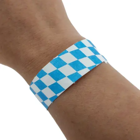 Oktoberfest Tyvek polsbandjes met Beierse ruit  - per 100 stuks