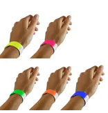 Blanco Tyvek polsbandjes neon kleurenmix - per  100 stuks