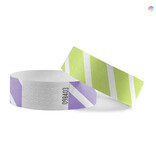 Blanco Tyvek polsbandjes gestreepte kleurenmix - 100 stuks