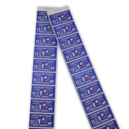 Consumptiebonnen met UV-beveiliging op strips van 10 bonnen - per 1000 bonnen