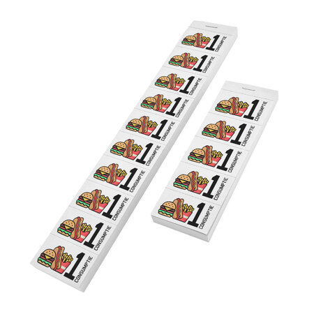 Consumptiebon full colour met eet iconen op strips - per 1000 bonnen