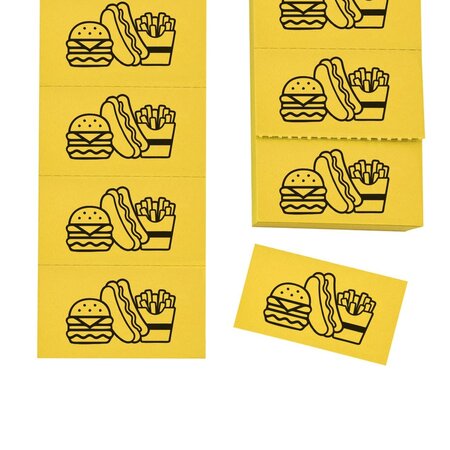 Consumptiebon met maaltijd iconen op strips - per 1000 bonnen